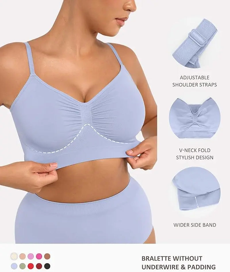 Feelingirl Women'S Wireless Bra Comfort Bralettes No Underwire Unlined Cami Bra Seamless Tshirt Bras Sports Bra Bralette Basic Comfortable Fit Womenswear Everyday up to 44DD Mother’S Day #Summervibes