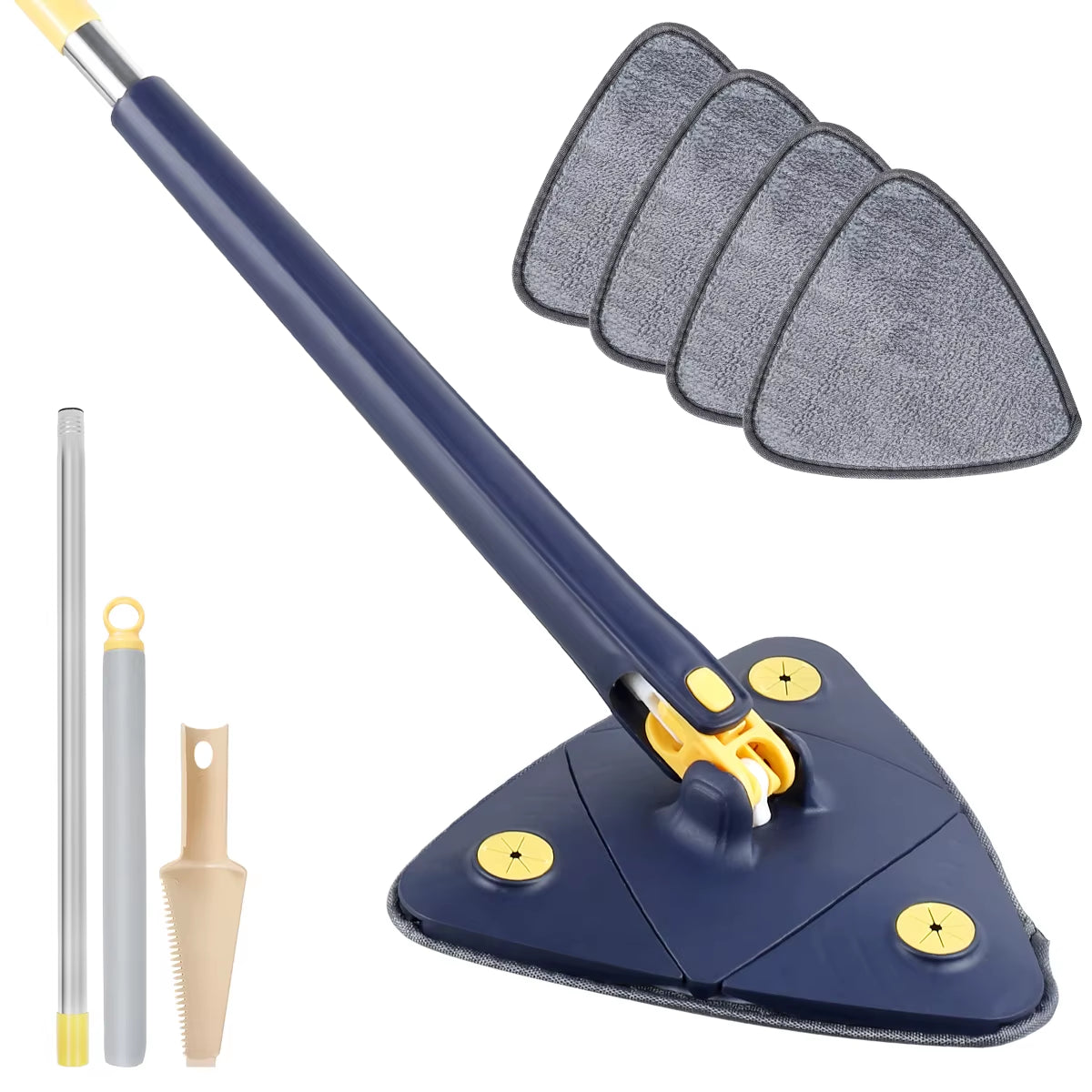 Telescopic Triangle Mop 360° Rotatable Self-Wringing Triangle Extended Adjustable Mop Floor Squeeze Free Hand Washing Lazy Tool