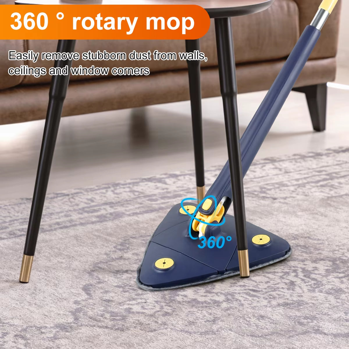 Telescopic Triangle Mop 360° Rotatable Self-Wringing Triangle Extended Adjustable Mop Floor Squeeze Free Hand Washing Lazy Tool