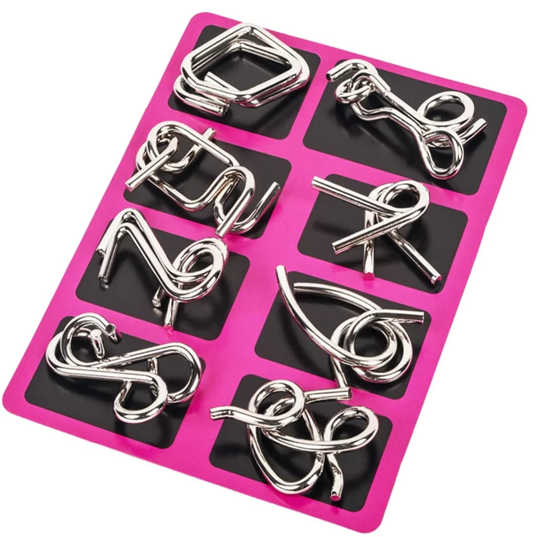 8Pcs/Set Metal Montessori Puzzle Wire IQ Mind Brain Teaser Puzzles Adults Interactive Game Reliever Educational Toys