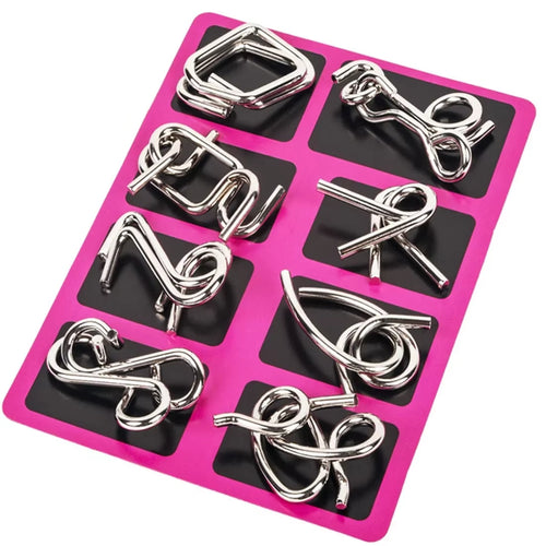 8Pcs/Set Metal Montessori Puzzle Wire IQ Mind Brain Teaser Puzzles Adults Interactive Game Reliever Educational Toys
